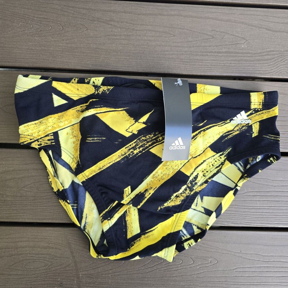 Adidas Men's Supernova Infinitex Plus Swim Racer Brief Gold/black Size 30 New